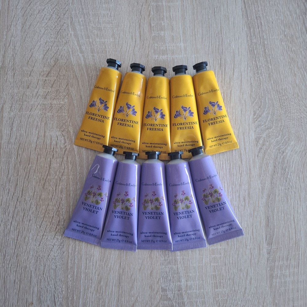 NEW CRABTREE & EVELYN Hand Therapy Cream Set Of 10, 0.9Oz, Freesia And Violet